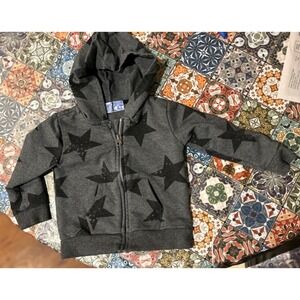 EUC Kapital K Gray Black Stars Zip Up Hooded sweatshirt  Size 2T